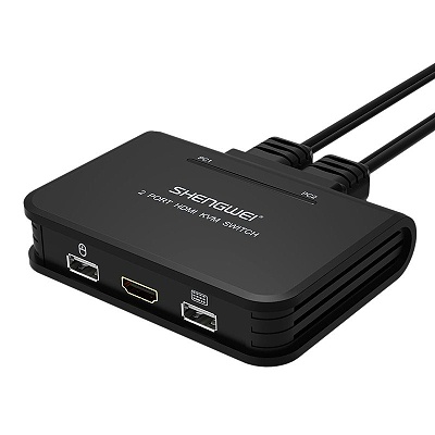 HDMI KVM二进一出切换器 线机一体