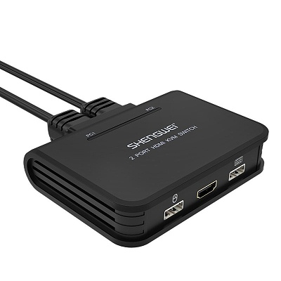 HDMI KVM二进一出切换器 线机一体