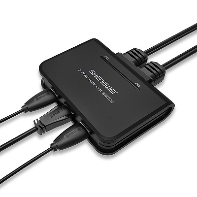 HDMI KVM二进一出切换器 线机一体