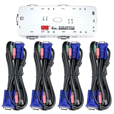 KVM 音视频切换器 4进1出