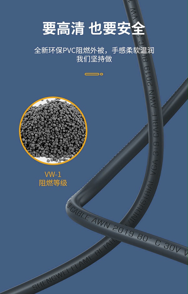 胜为VGA高清线 3+9阻燃双磁环VC-6018---11
