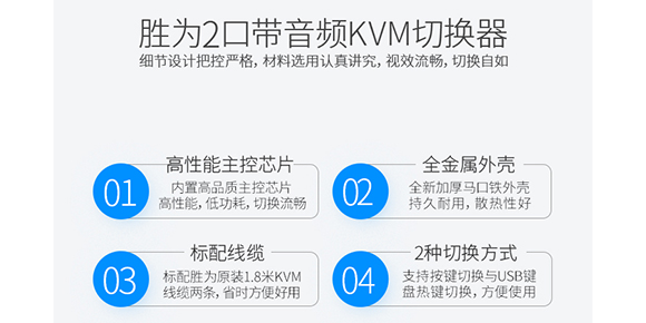 胜为2口HDMI音视频KVM切换器-高清视频转换